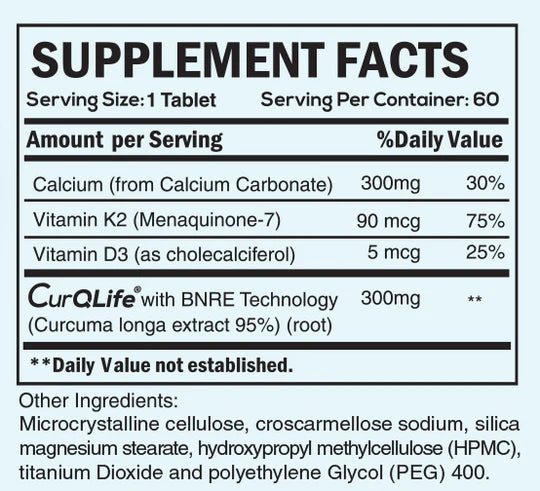 Bone Health with CurQLife and Calcium, Vitamin D3 & K2 For Whole Body Support - BenfoComplete
