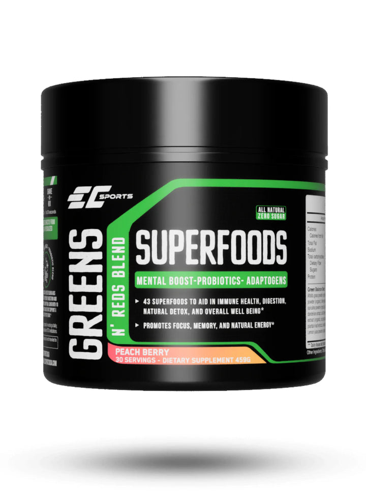 EC Sports Greens & Reds SuperFood + Brain Boost Peach Flavor