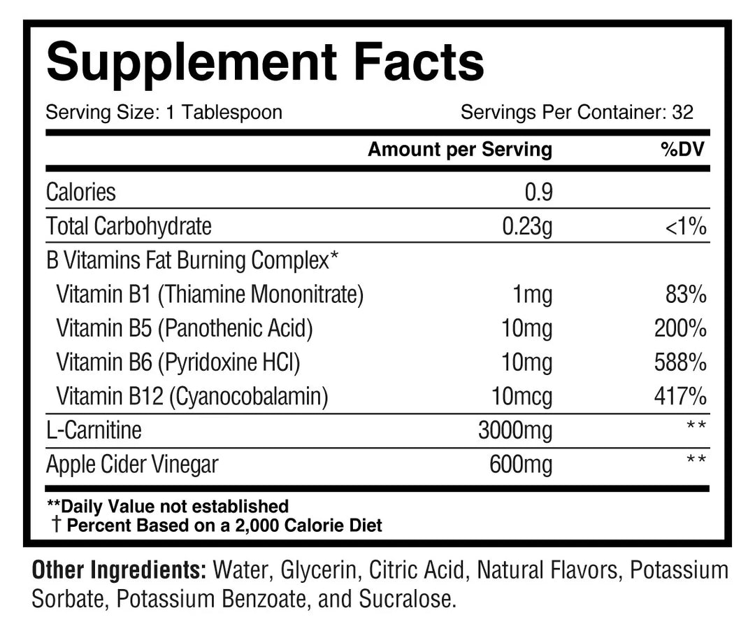 EC Sports Liquid Carnitine 3000 mg with Apple Cider Vinegar